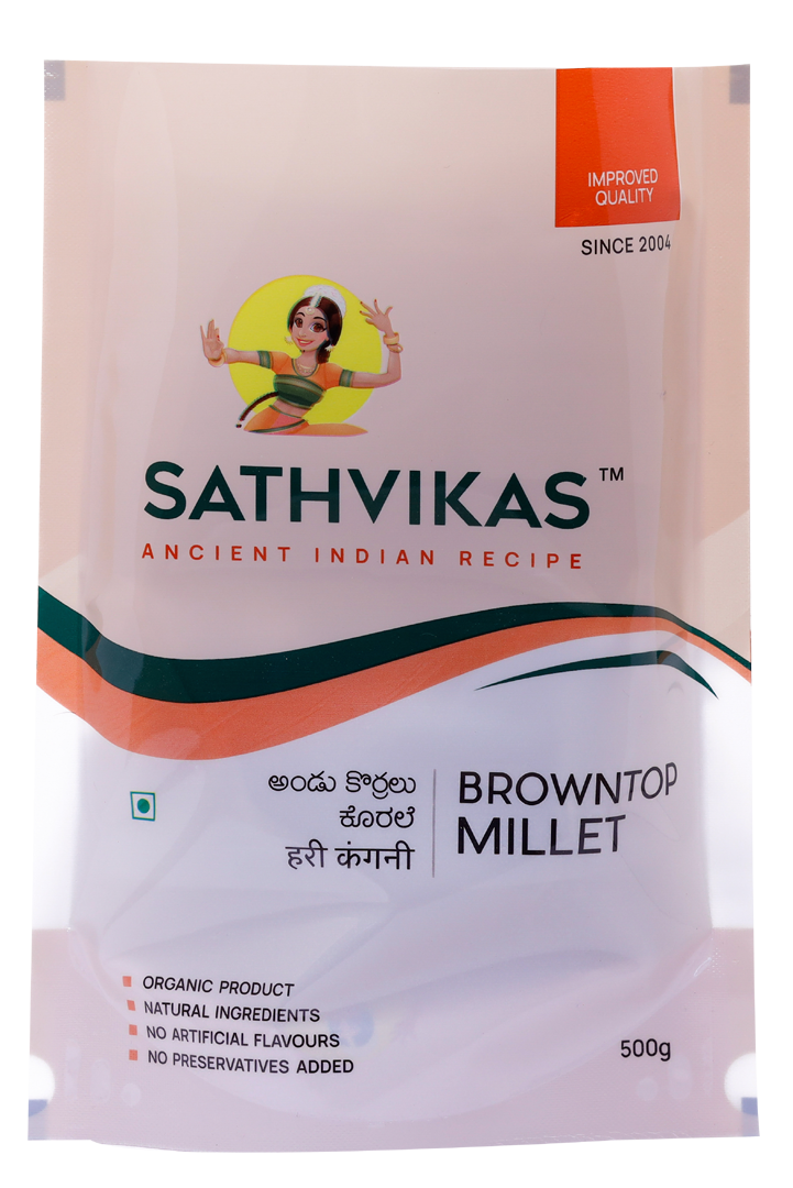 Sathvikas Andu Korralu / Brown Top Millet (500 grams) Pack Of 1.
